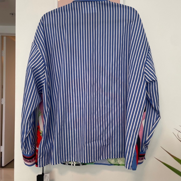 Versace Jeans Couture - Button-Front Striped Rose Shirt - Picture 6 of 14